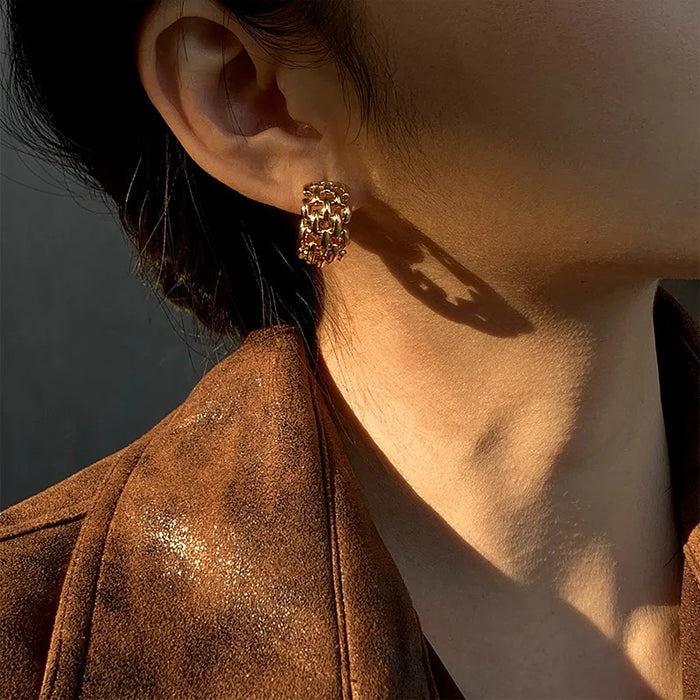 Golden Link Hoop Earrings