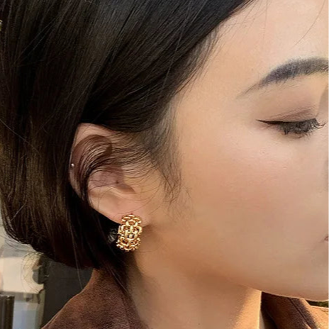 Golden Link Hoop Earrings