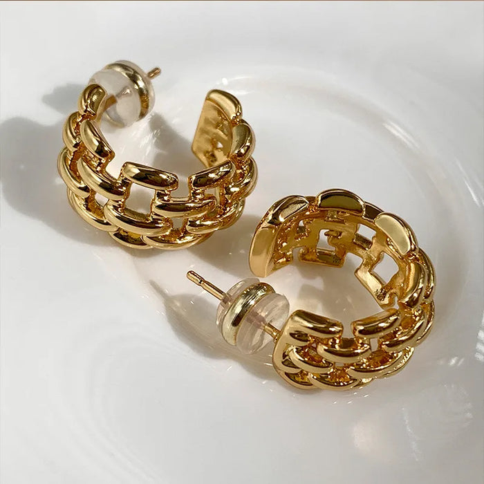 Golden Link Hoop Earrings