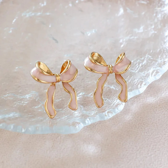 Rose Gold Ribbon Studs