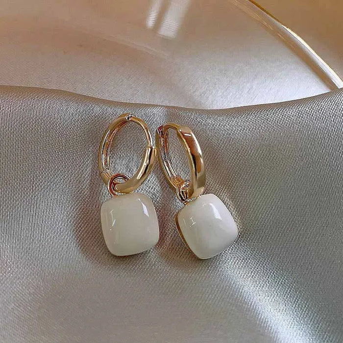 Ruby Square Drop Hoop Earrings