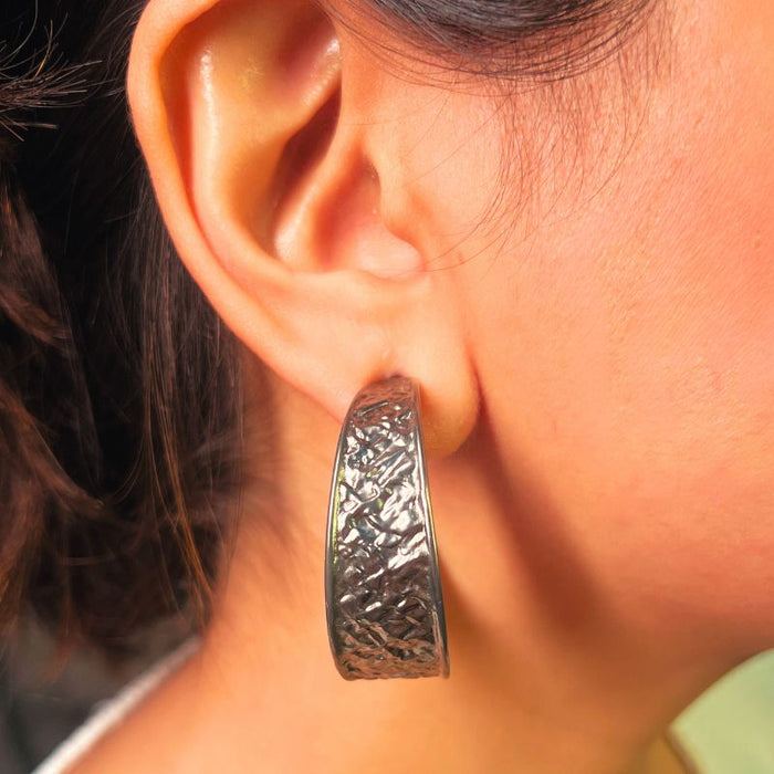 Noir Crescent Hoop