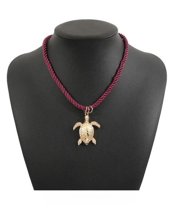 Crimson Coast Turtle Pendant Necklace