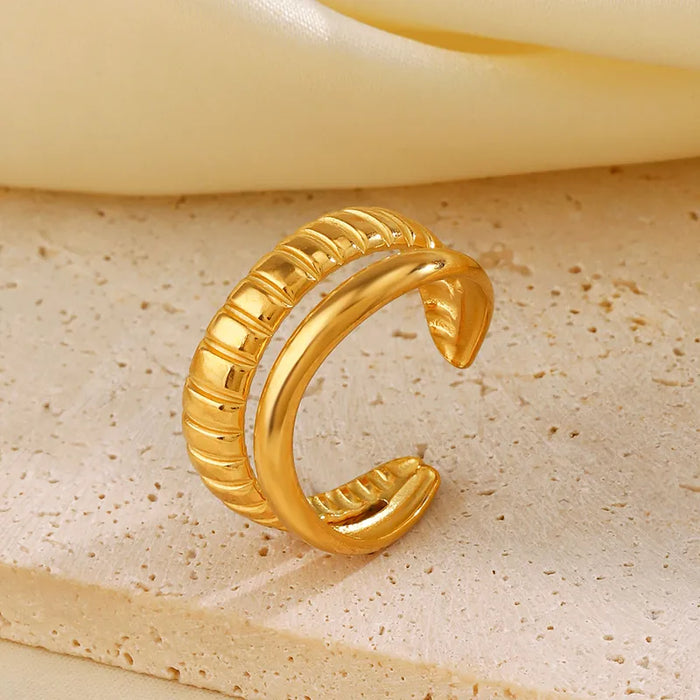 Golden Groove Duo Ring