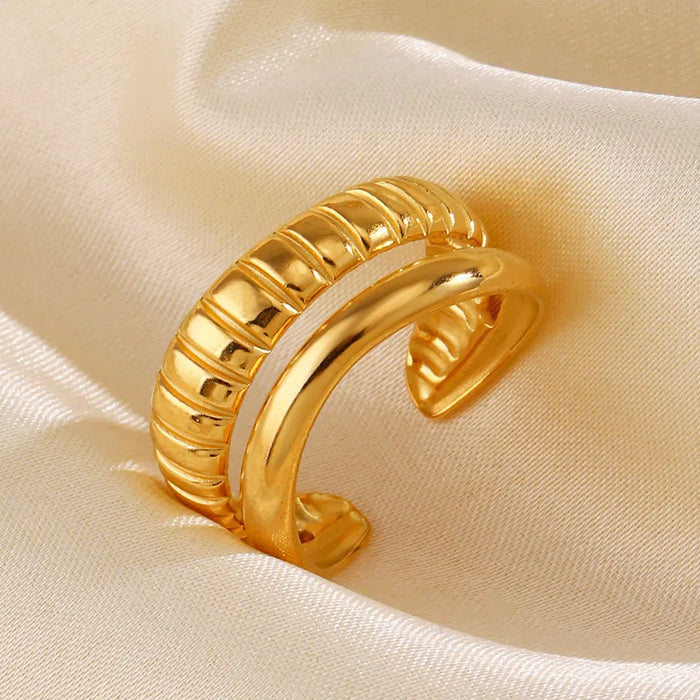 Golden Groove Duo Ring