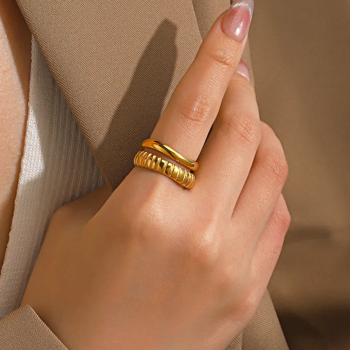Golden Groove Duo Ring