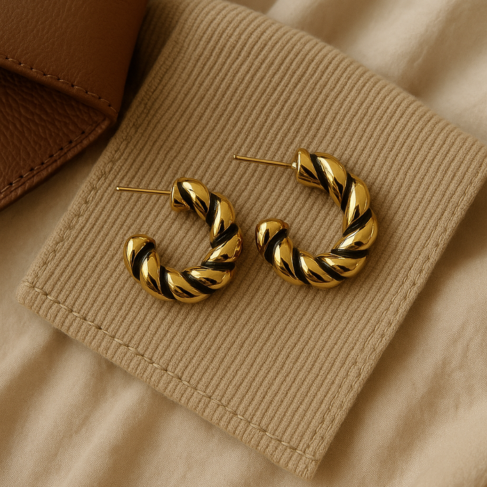 Two Toned Twisted Hoops