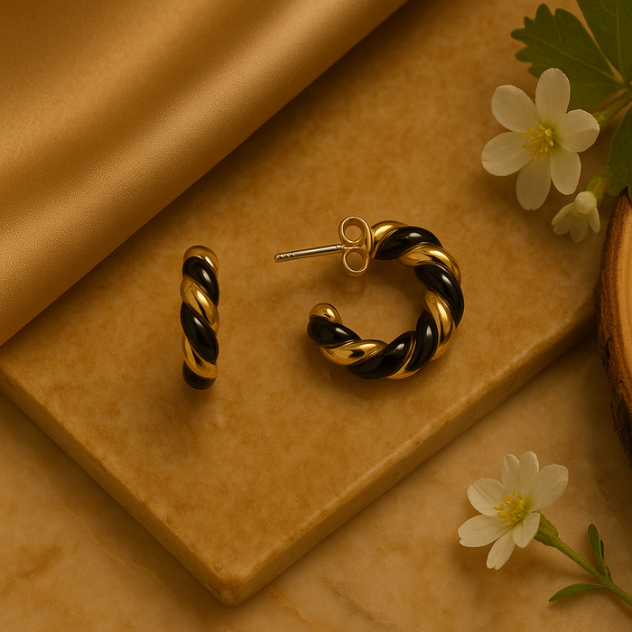 Two Toned Twisted Hoops