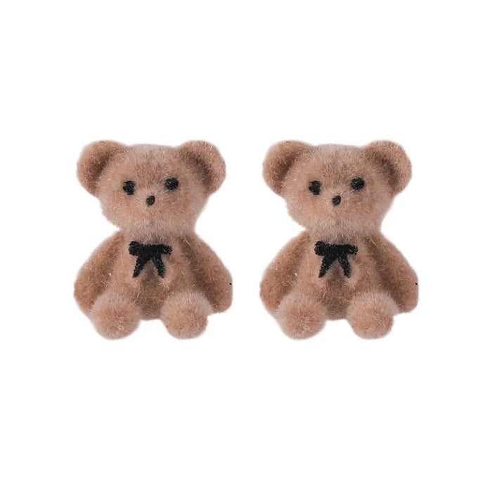 Teddy Charm Flocked Studs