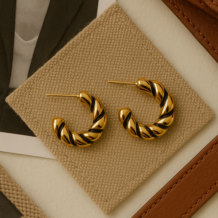 Two Toned Twisted Hoops