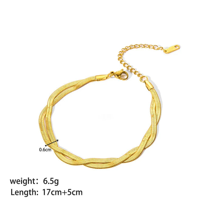 Golden Twist Herringbone Bracelet