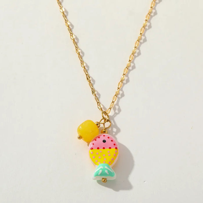 Blush Gold Fish Charm Necklace