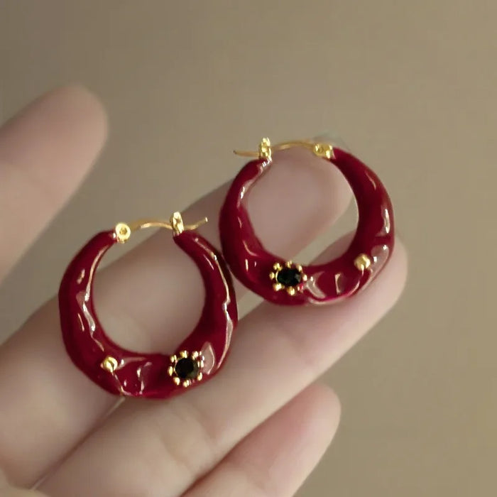 Crimson Bloom Hoops