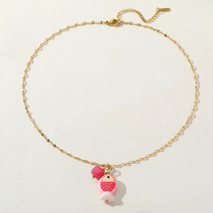 Blush Gold Fish Charm Necklace