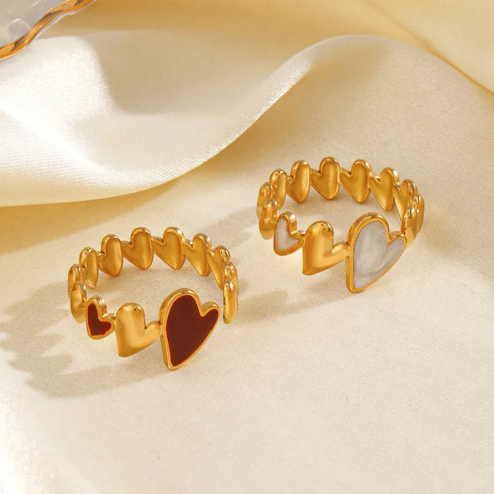 Hearts in Harmony – White Enamel Ring