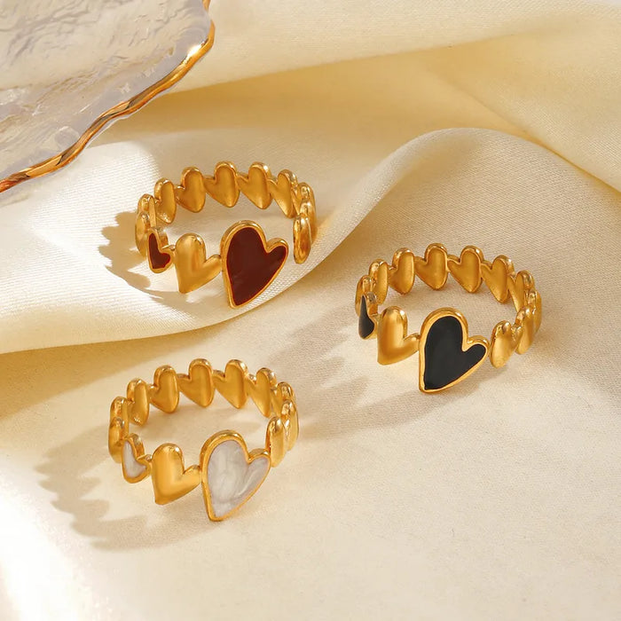 Hearts in Harmony – White Enamel Ring