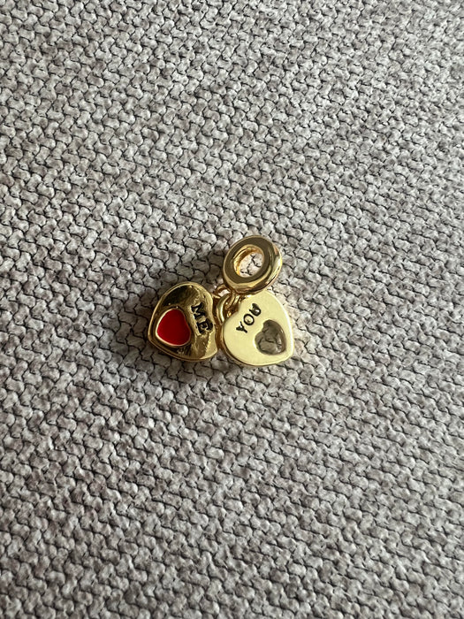 Love You Double Heart Charm